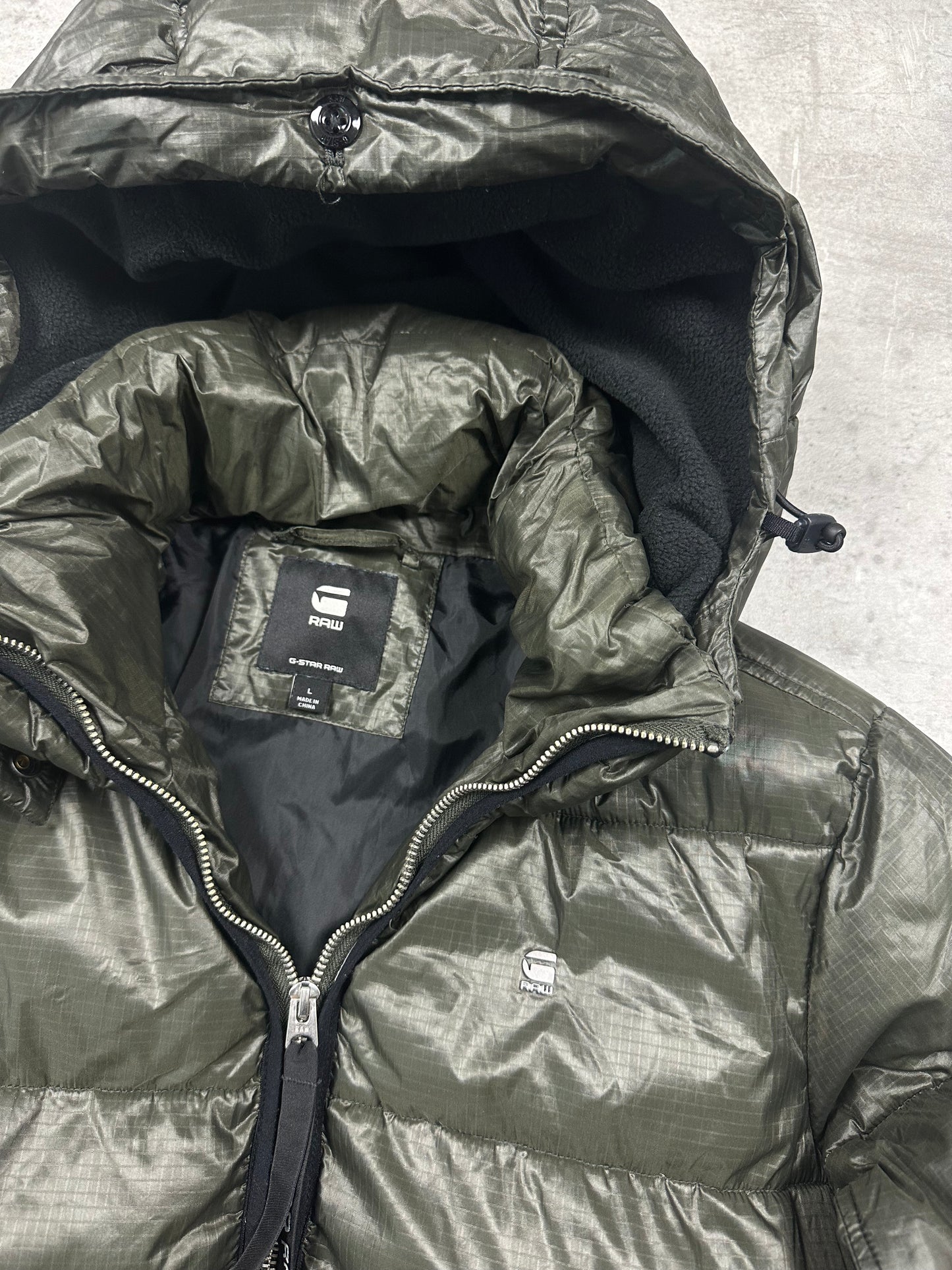 OLIVE VINTAGE G-STAR DOWN PUFFER JACKET - 2000s - S/M