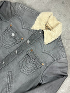 GREY VINTAGE TRUE RELIGION LA CAPONE DENIM JACKET - M