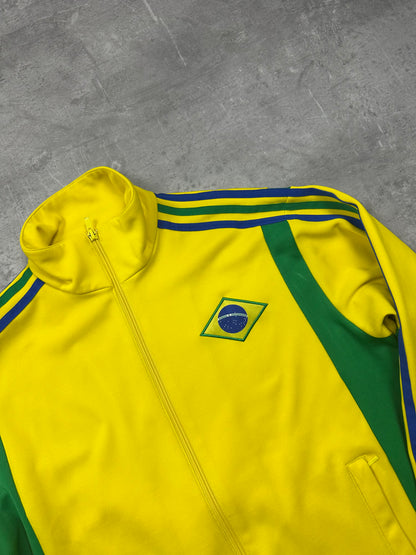 YELLOW/GREEN VINTAGE ADIDAS 2006 BRASIL TRACKJACKET - M