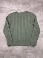 MOSS GREEN POLO RALPH LAUREN CABLE KNIT SWEATER - 2000s - S/M
