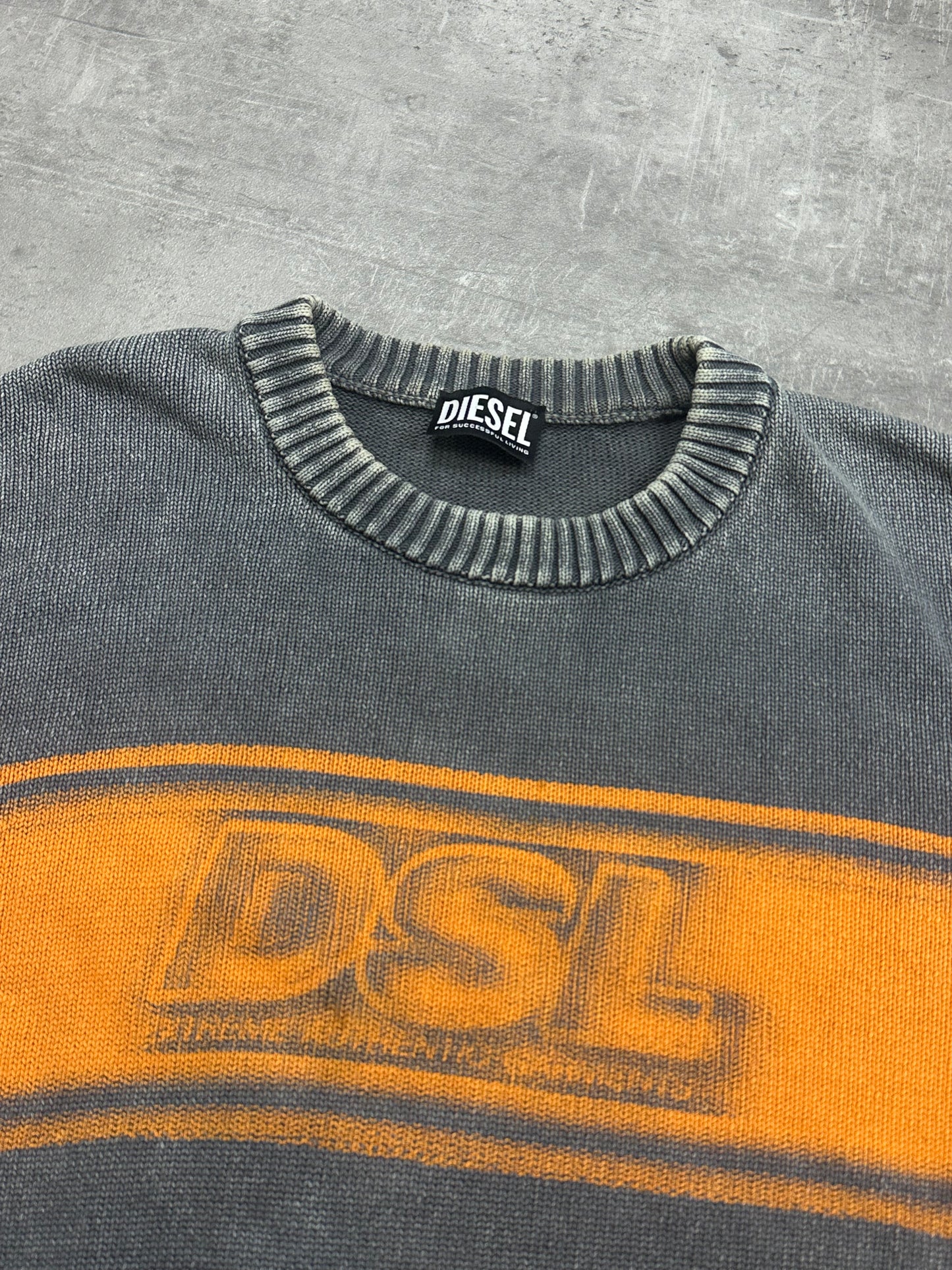 GREY/ORANGE DIESEL SWEATSHIRT KNIT - 2000s - M/L