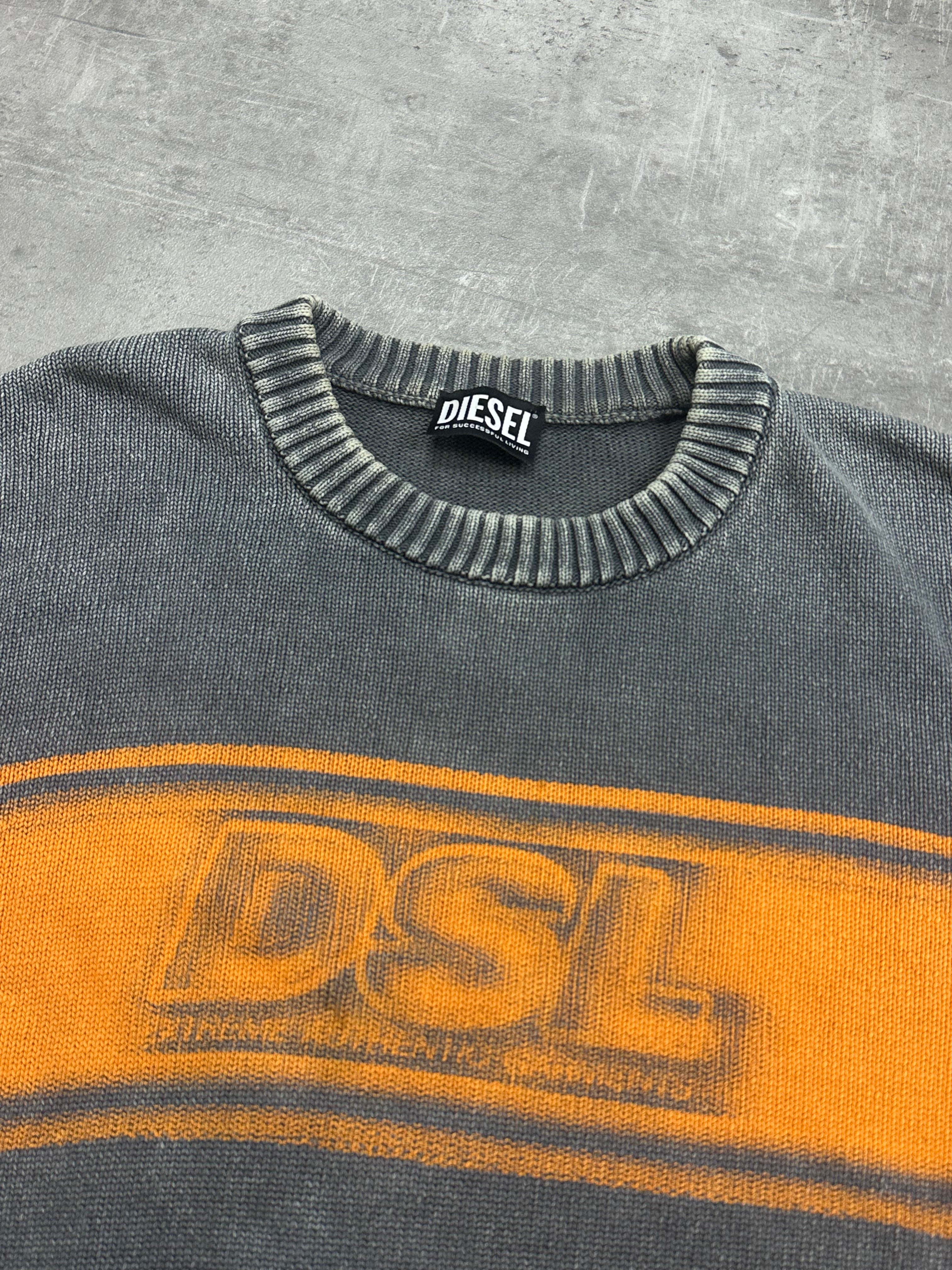 GREY/ORANGE DIESEL SWEATSHIRT KNIT - 2000s - M/L