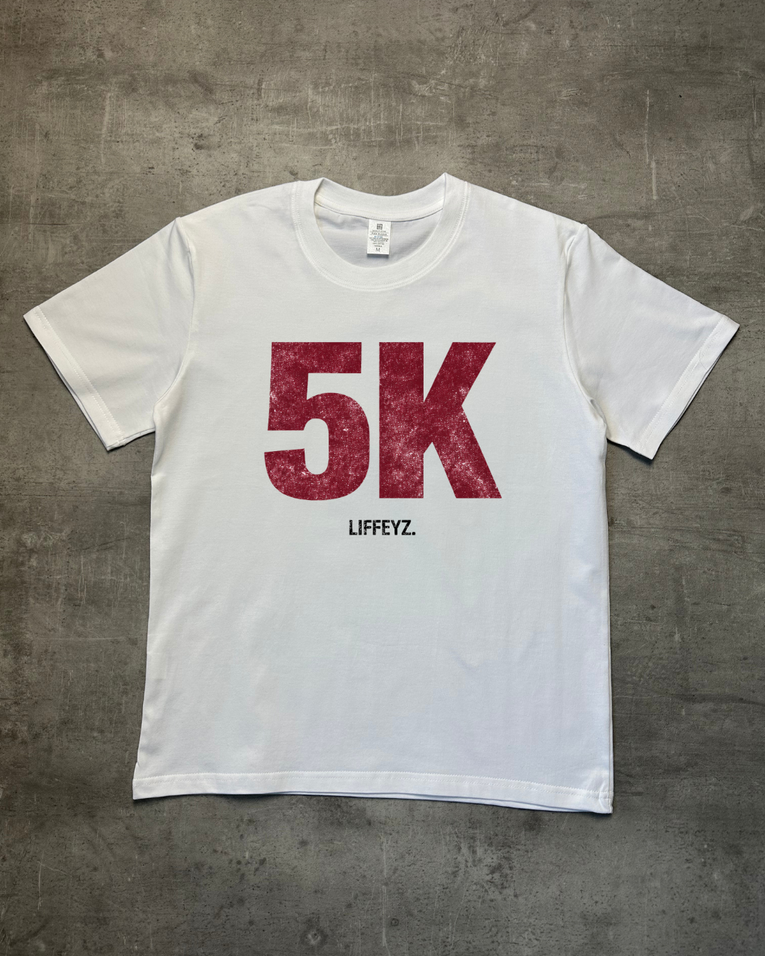 WHITE 5K LIFFEYZ SLIM FIT GRAPHIC T-SHIRT