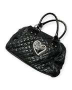 BLACK VINTAGE GUESS HEART LEATHER BAG RARE Y2K