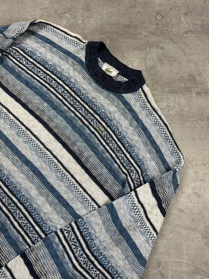 NAVY/WHITE VINTAGE LACOSTE KNIT SWEATSHIRT - 2000s - L/XL