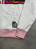 WHITE/PINK VINTAGE ADIDAS RETRO FIREBIRD BROOKLYN TRACKJACKET VERY RARE - 2000s - S