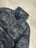 BLACK SHINY VINTAGE DIESEL DOWN PUFFER JACKET - 2000s - L