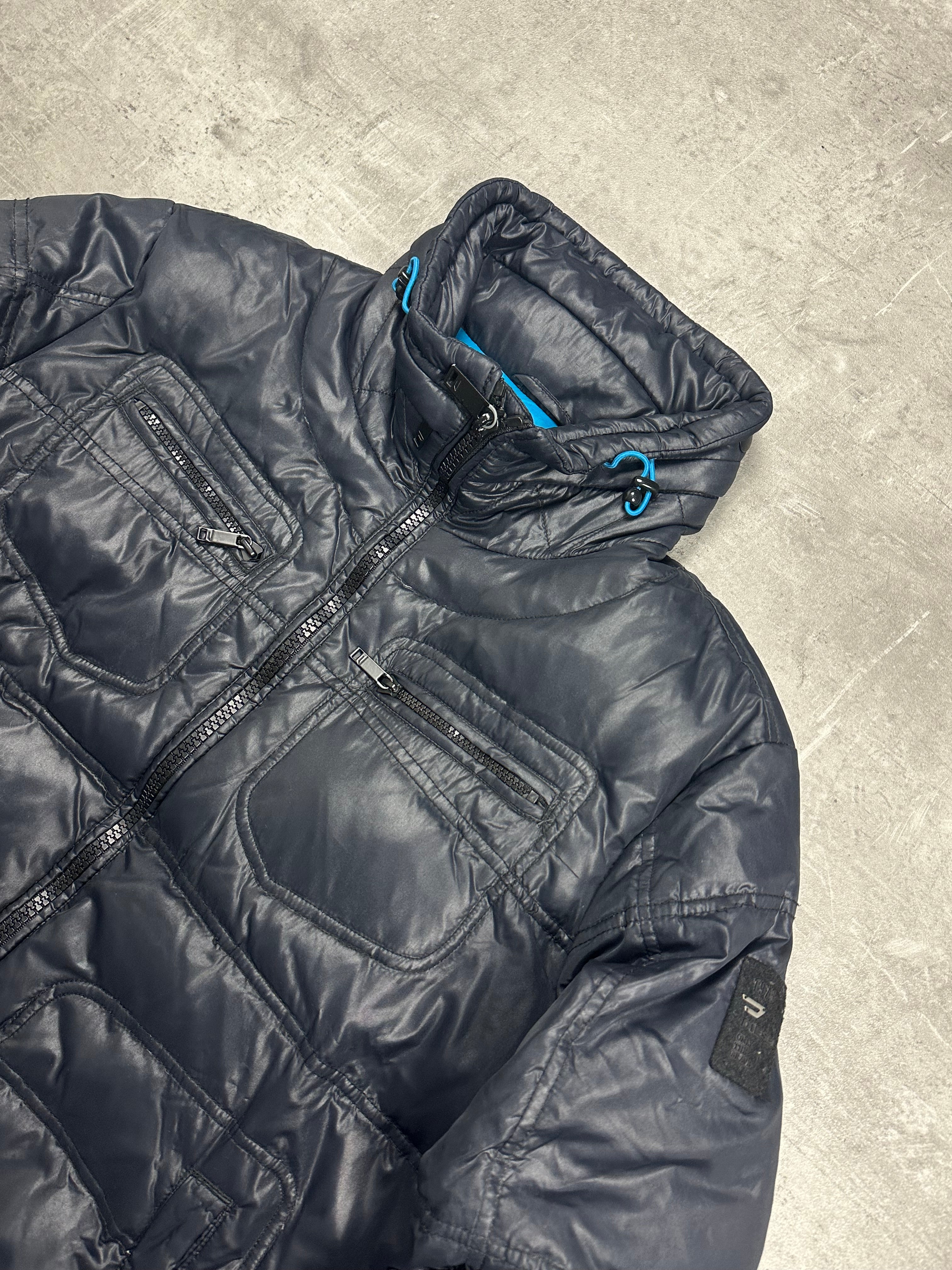 BLACK SHINY VINTAGE DIESEL DOWN PUFFER JACKET - 2000s - L