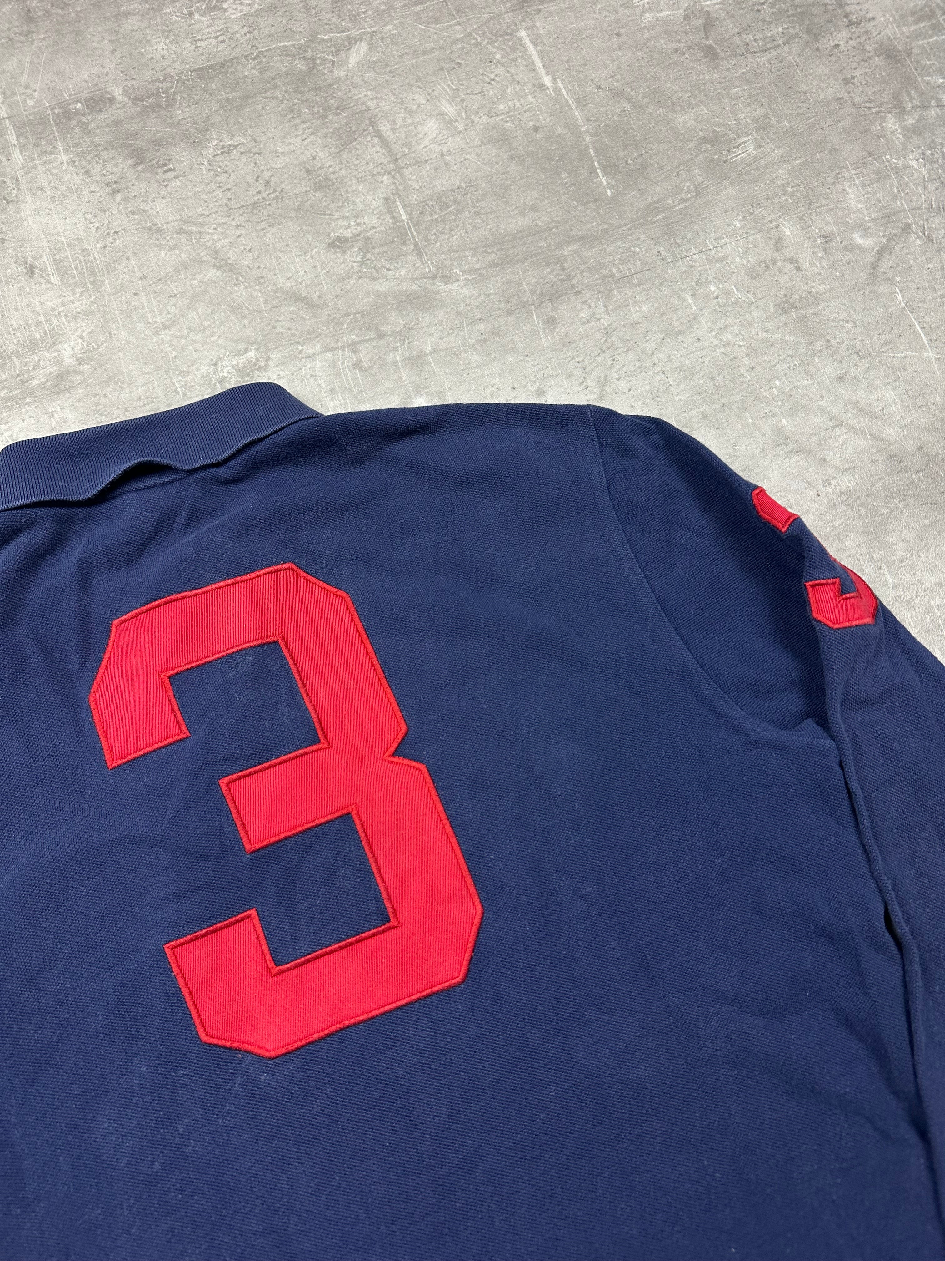 NAVY/RED POLO RALPH LAUREN PONY CLUB LONG-SLEEVE SHIRT - M/L