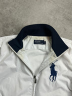 WHITE/NAVY POLO RALPH LAUREN BIG PONY BOMBER JACKET - 2000s - M/L