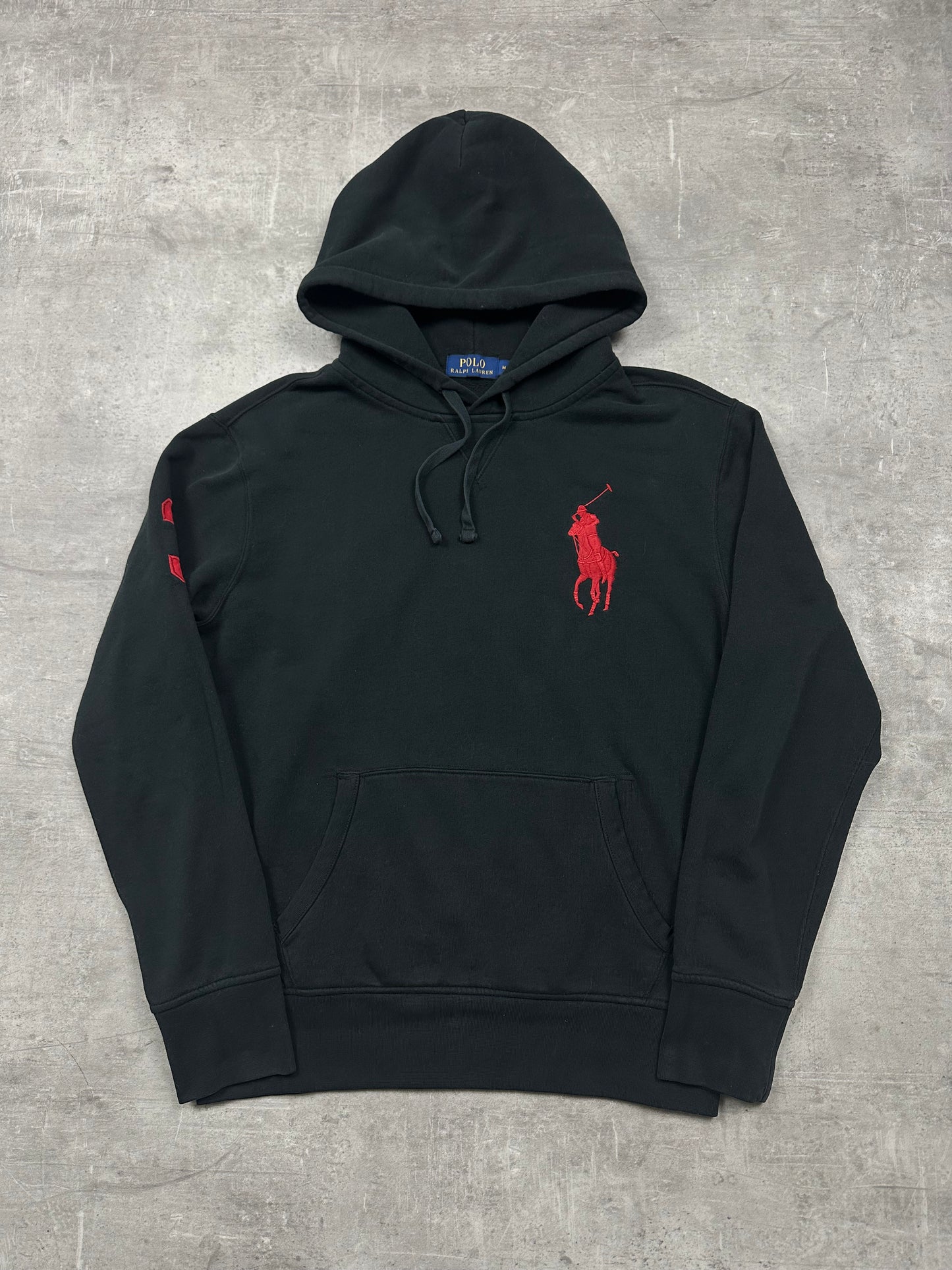 BLACK/RED POLO RALPH LAUREN BIG PONY HOODIE - M/L