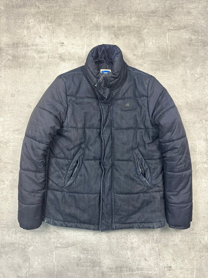 NAVY VINTAGE G-STAR DOWN PUFFER DENIM JACKET - 2000s - M/L