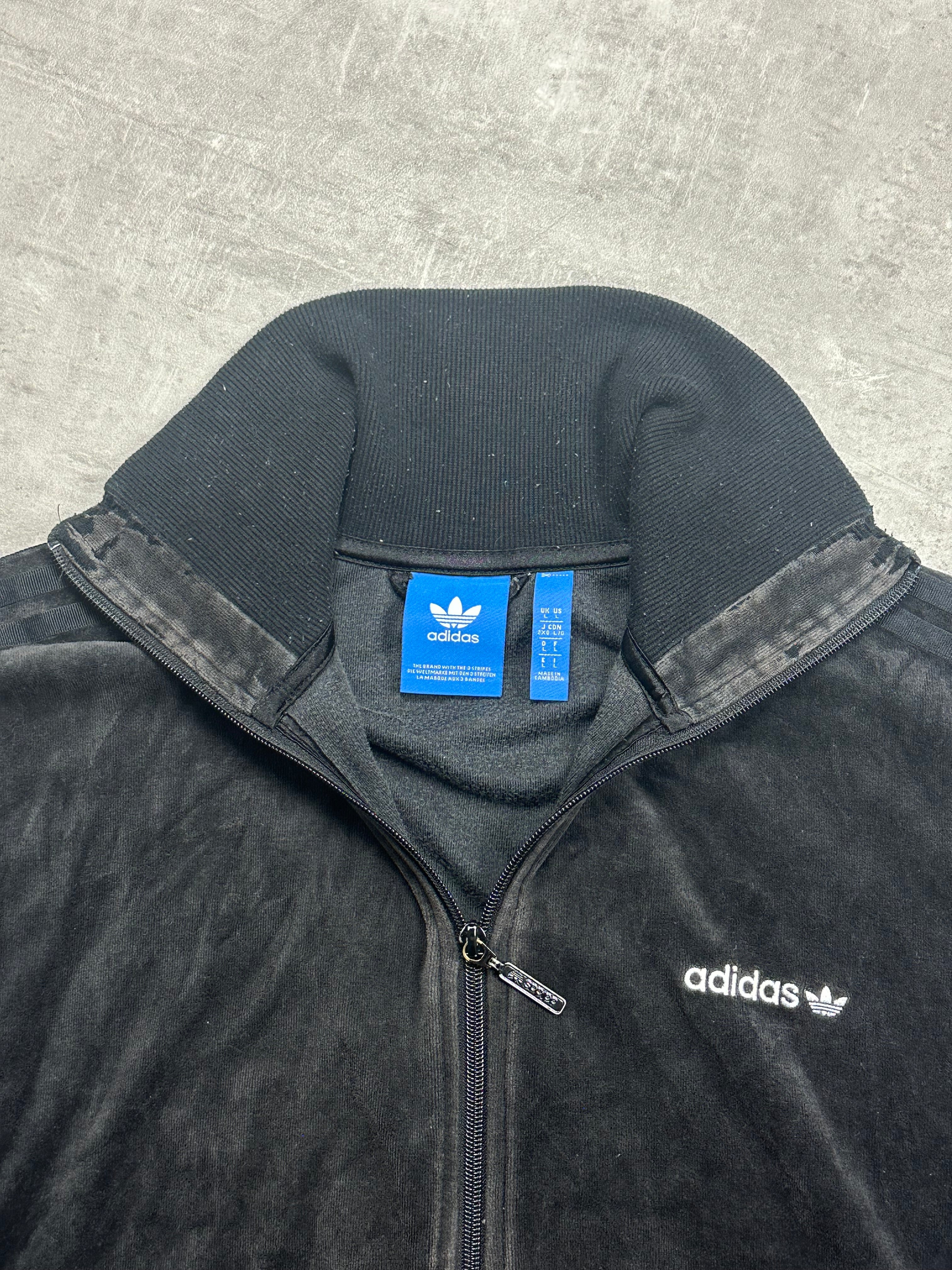 BLACK VINTAGE ADIDAS FIREBIRD VELOUR TRACKJACKET - 2000s - L
