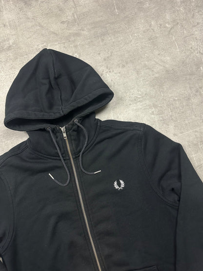 BLACK FRED PERRY ZIP HOODIE - S/M