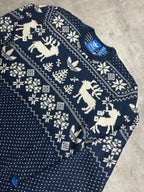 BLUE/WHITE VINTAGE ADIDAS FIREBIRD SWEATSHIRT - 2000s - M