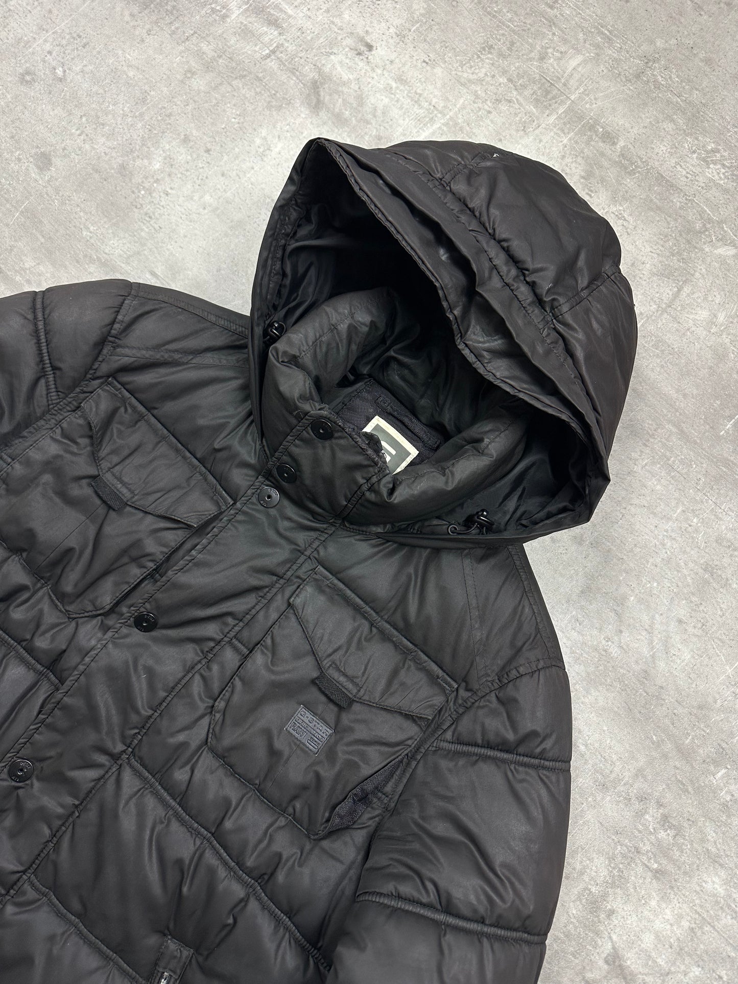 BLACK VINTAGE G-STAR DOWN PUFFER JACKET - 2000s - L/XL