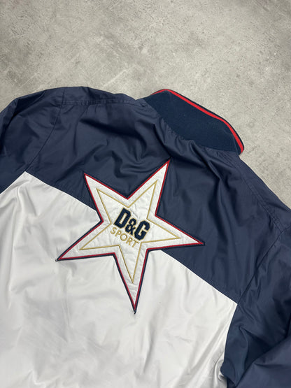WHITE/NAVY VINTAGE DOLCE&GABANNA SPORT BOMBER JACKET RARE - 2000s - M