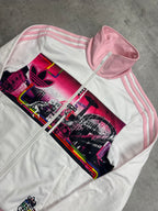 WHITE/PINK VINTAGE ADIDAS RETRO FIREBIRD BROOKLYN TRACKJACKET VERY RARE - 2000s - S