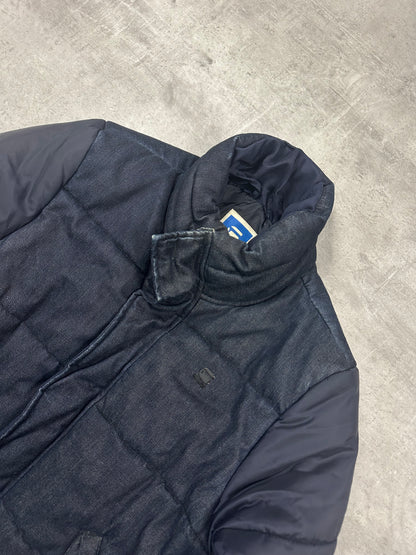 NAVY VINTAGE G-STAR DOWN PUFFER DENIM JACKET - 2000s - M/L