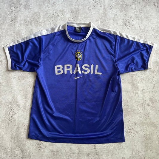 BLUE/WHITE NIKE VINTAGE BRASIL JERSEY - 2000s - M/L