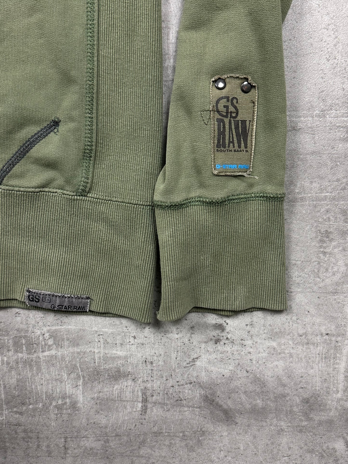 OLIVE VINTAGE G-STAR ZIP HOODIE RARE - 2000s - M/L