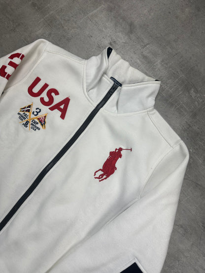 WHITE/RED POLO RALPH LAUREN ZIP SWEATSHIRT - M/L