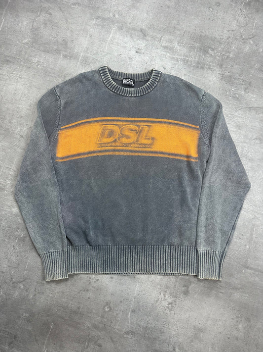 GREY/ORANGE DIESEL SWEATSHIRT KNIT - 2000s - M/L