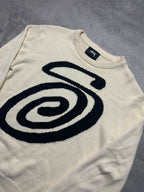 CREAM/BLACK STÜSSY KNIT SWEATSHIRT - M/L