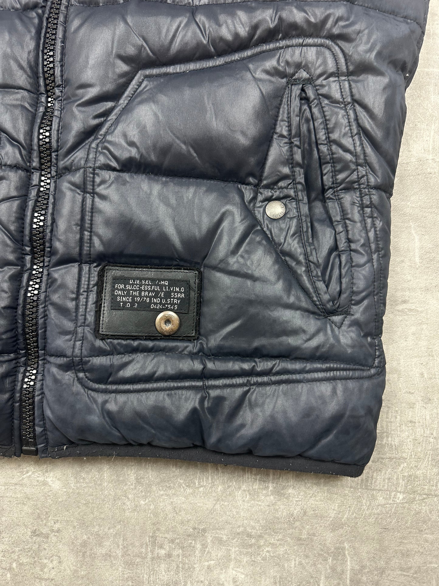BLACK VINTAGE Y2K DIESEL DOWN PUFFER VEST - 2000s - XL/L