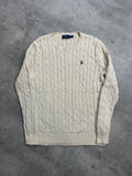 CREAM VINTAGE POLO RALPH LAUREN CABLE KNIT SWEATER (W) - S/M