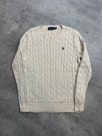 CREAM VINTAGE POLO RALPH LAUREN CABLE KNIT SWEATER (W) - S/M