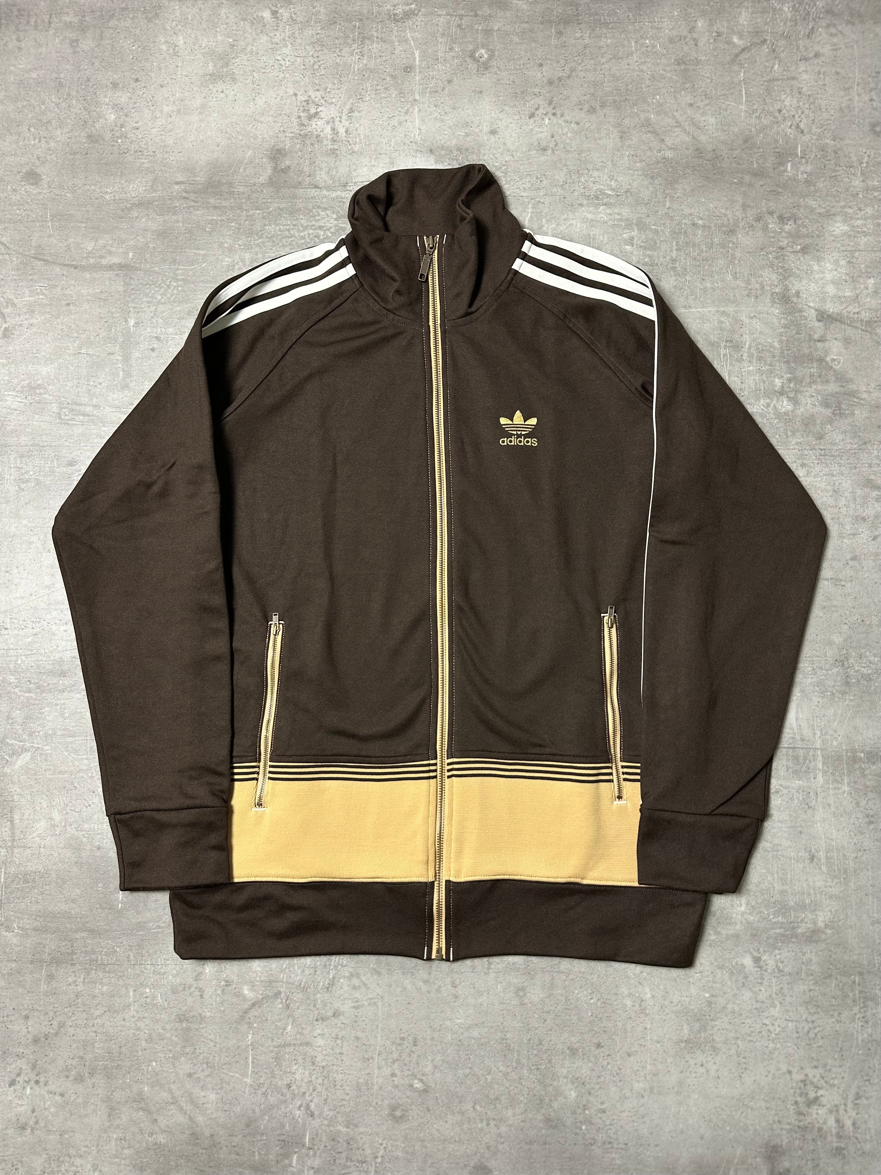 BROWN/CREAM VINTAGE ADIDAS FIREBIRD RARE TRACK JACKET - 2000s - M/L