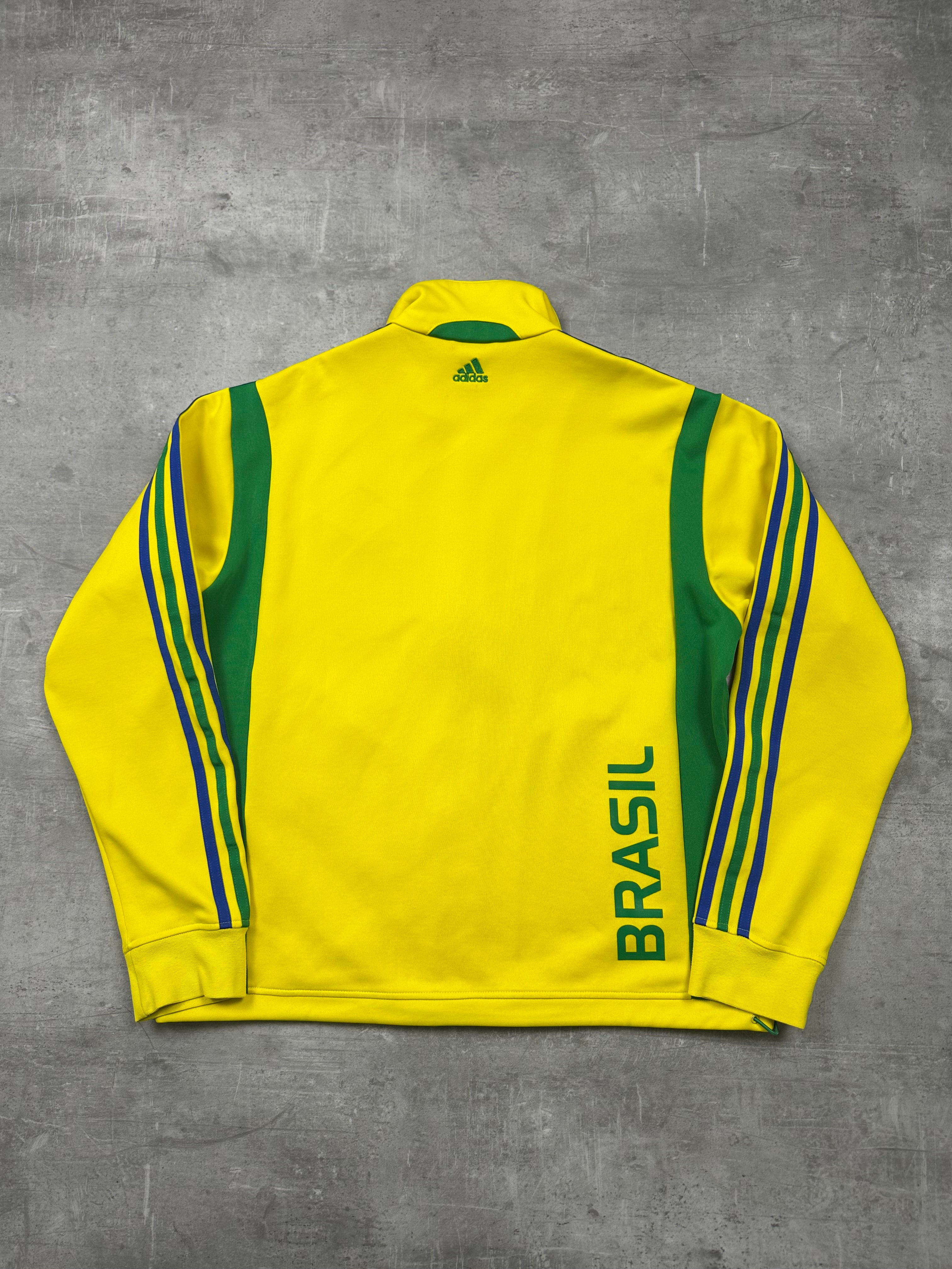 YELLOW/GREEN VINTAGE ADIDAS 2006 BRAZIL TRACK JACKET - M