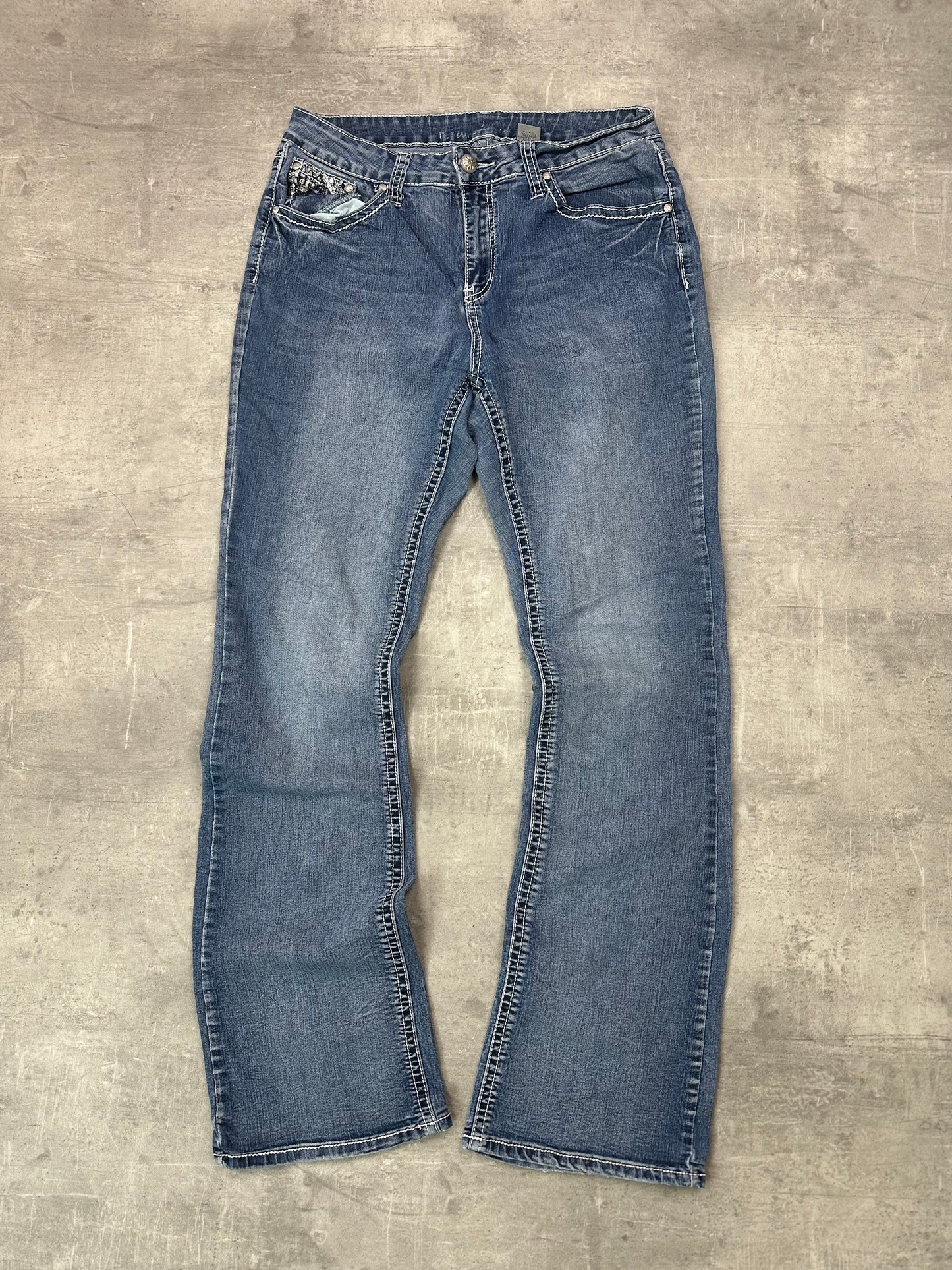 BLUE VINTAGE Y2K MISS ME STYLE BOOTCUT DENIM - 2000s - S/M