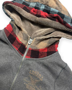 GREY VINTAGE TRUE RELIGION EMBROIDERY USA ZIP HOODIE RARE (W)