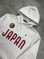 WHITE/RED VINTAGE POLO RALPH LAUREN PONY JAPAN HOODIE RARE - 2000s - L