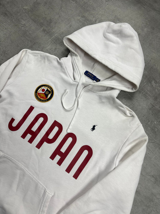 WHITE/RED VINTAGE POLO RALPH LAUREN PONY JAPAN HOODIE RARE - 2000s - L