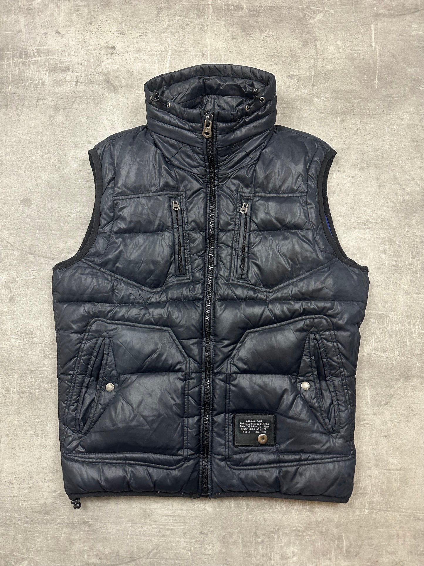 BLACK VINTAGE Y2K DIESEL DOWN PUFFER VEST - 2000s - XL/L