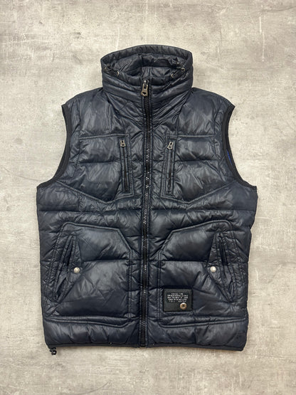 BLACK VINTAGE Y2K DIESEL DOWN PUFFER VEST - 2000s - XL/L