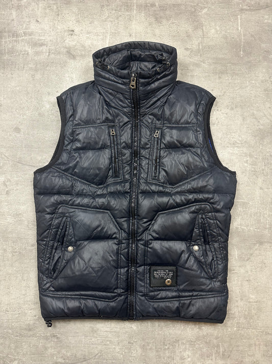 BLACK VINTAGE Y2K DIESEL DOWN PUFFER VEST - 2000s - XL/L
