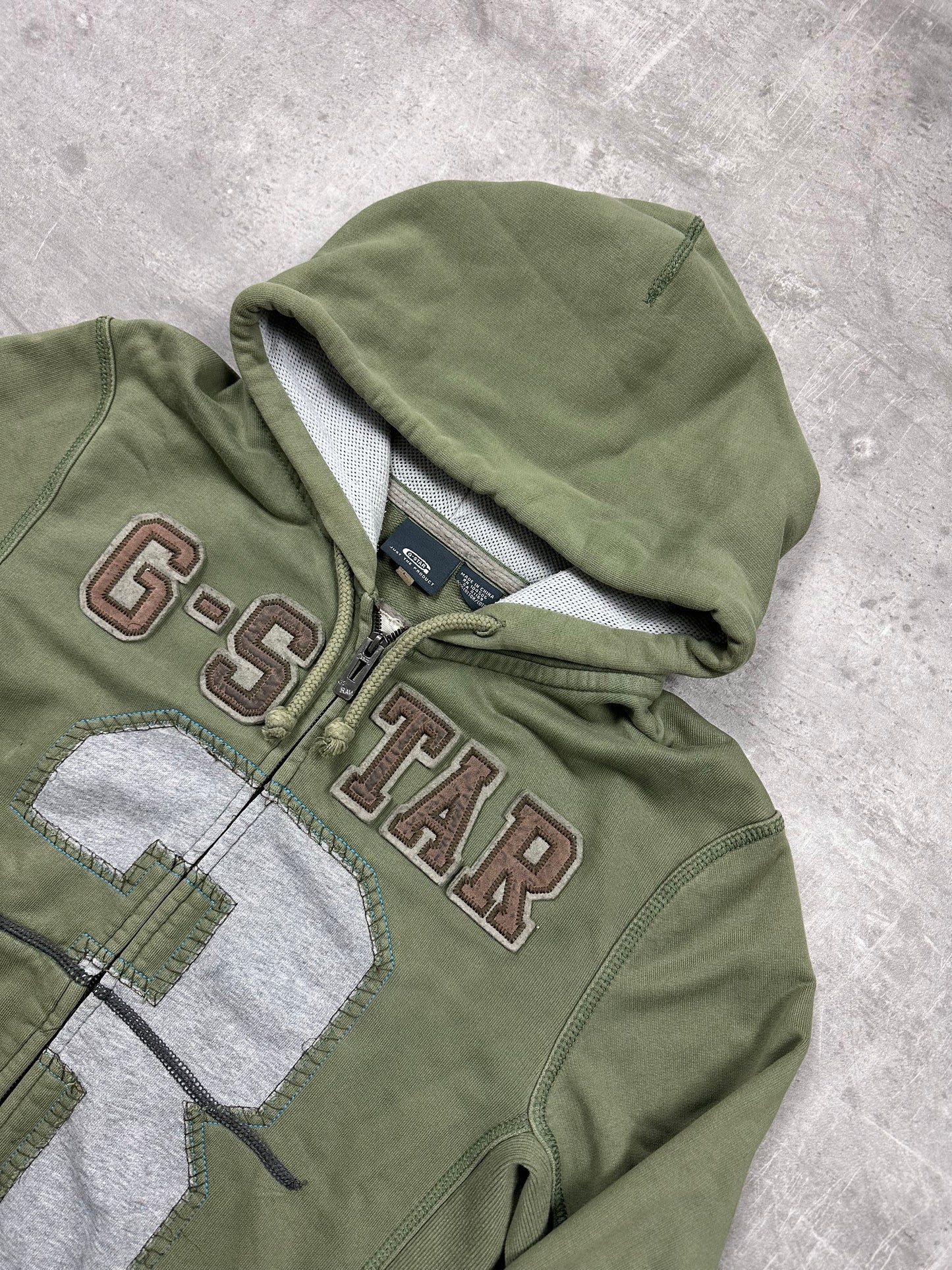 OLIVE VINTAGE G-STAR ZIP HOODIE RARE - 2000s - M/L