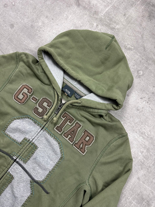 OLIVE VINTAGE G-STAR ZIP HOODIE RARE - 2000s - M/L