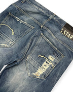 BLUE VINTAGE G-STAR RAW RIPPED STRAIGHT FIT DENIM