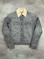 GREY VINTAGE TRUE RELIGION LA CAPONE DENIM JACKET - M