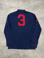 NAVY/RED POLO RALPH LAUREN PONY CLUB LONG-SLEEVE SHIRT - M/L
