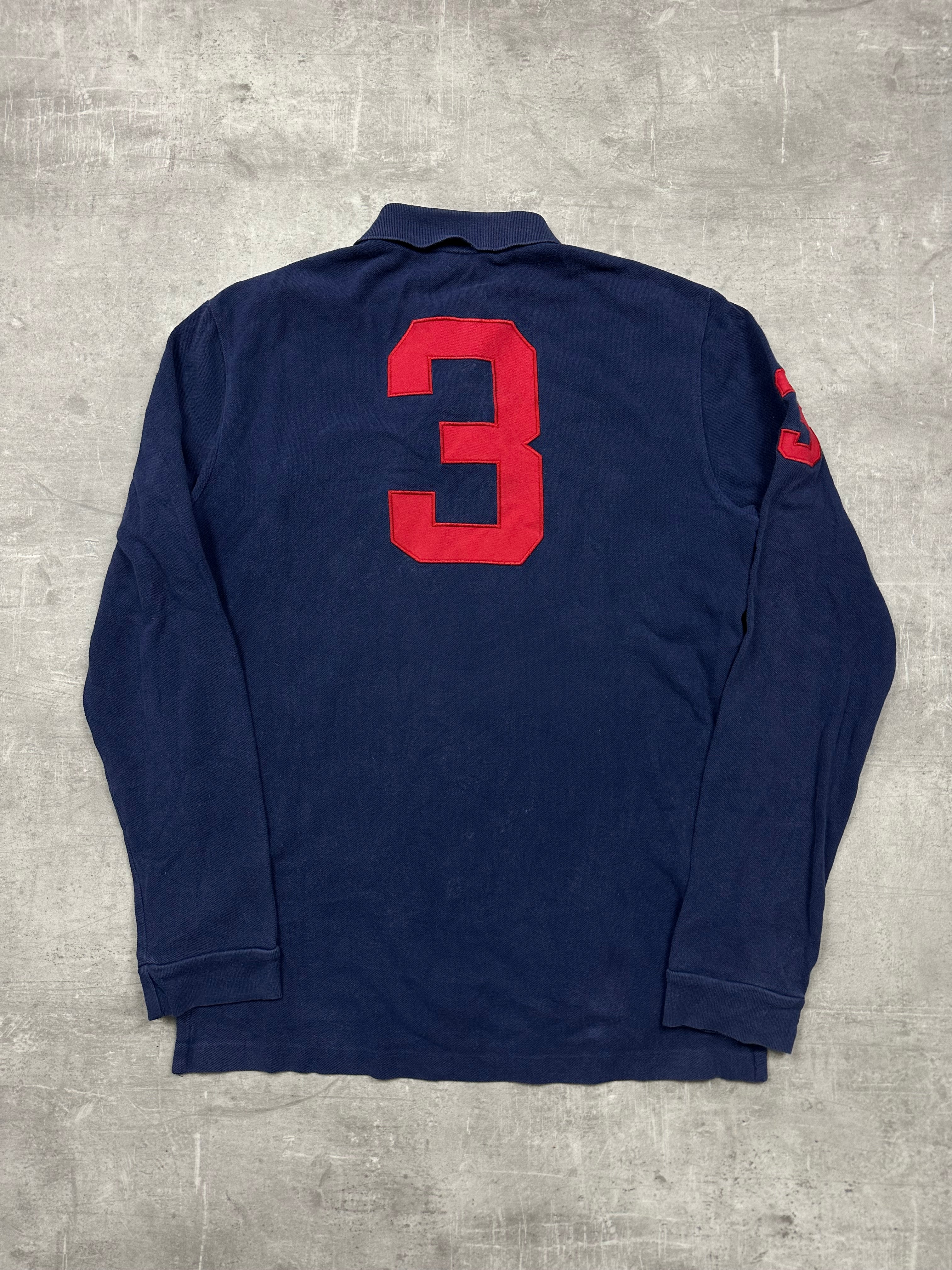 NAVY/RED POLO RALPH LAUREN PONY CLUB LONG-SLEEVE SHIRT - M/L