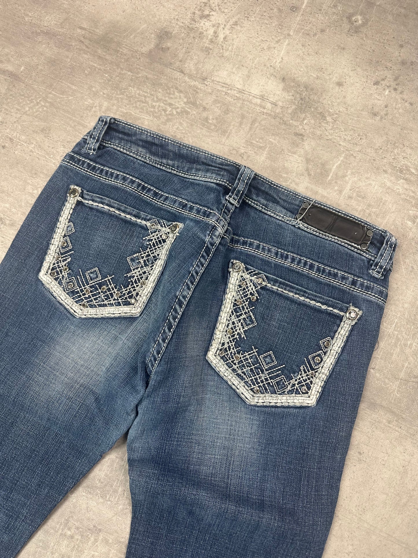 BLUE VINTAGE Y2K MISS ME STYLE BOOTCUT DENIM - 2000s - S/M