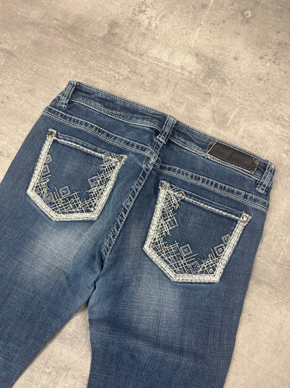 BLUE VINTAGE Y2K MISS ME STYLE BOOTCUT DENIM - 2000s - S/M