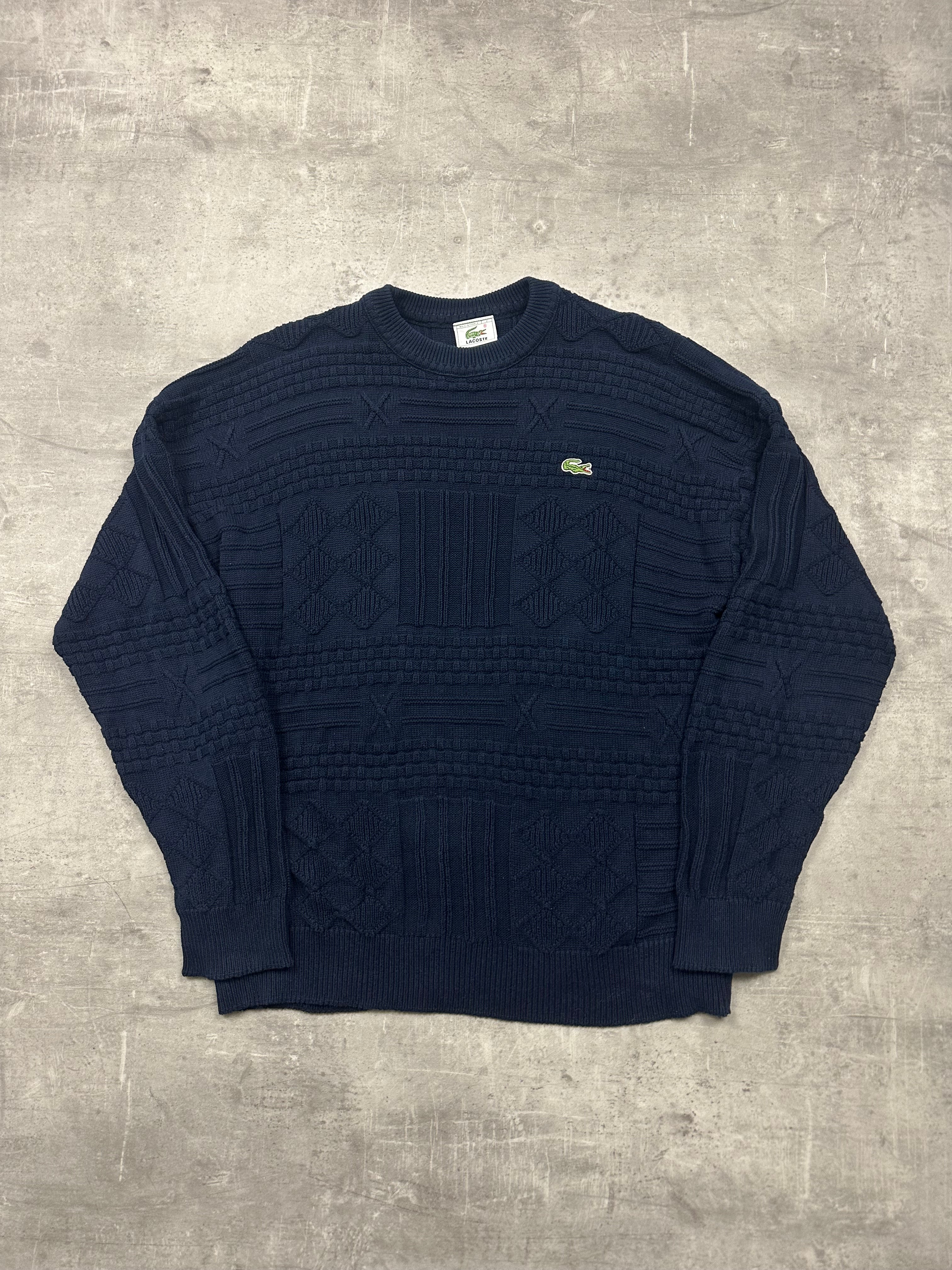 NAVY VINTAGE LACOSTE CABLE KNIT PULLOVER - M/L