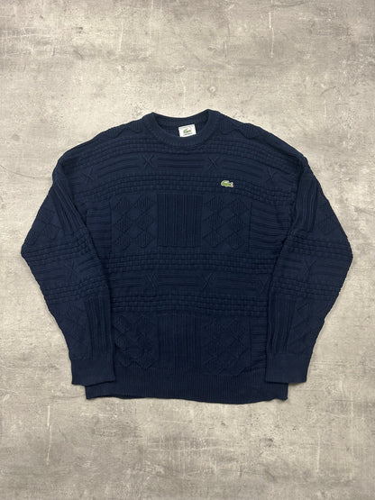 NAVY VINTAGE LACOSTE CABLE KNIT PULLOVER - M/L